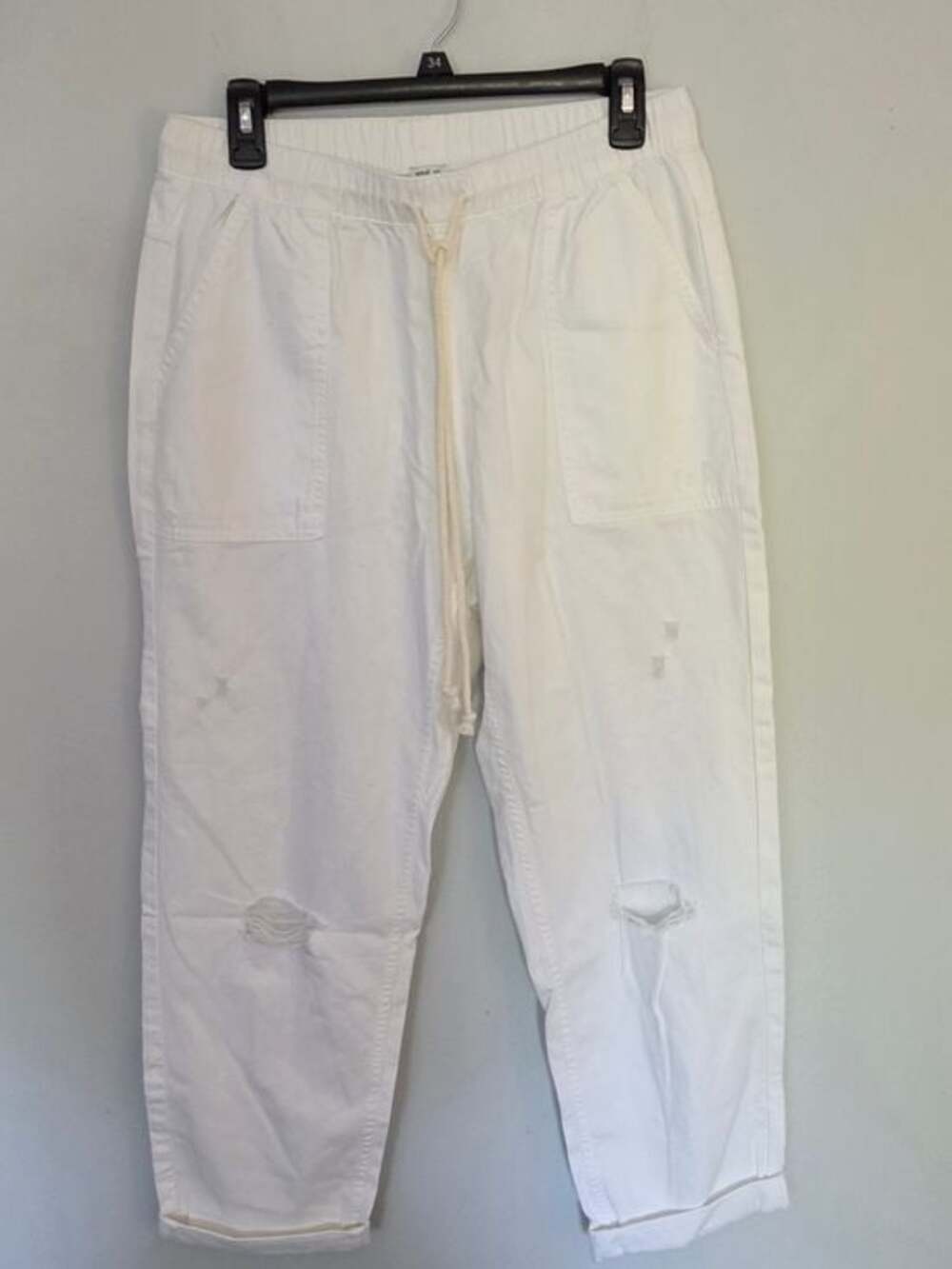 aerie Cream Drawstring Casual Pants - Picture 3 of 12